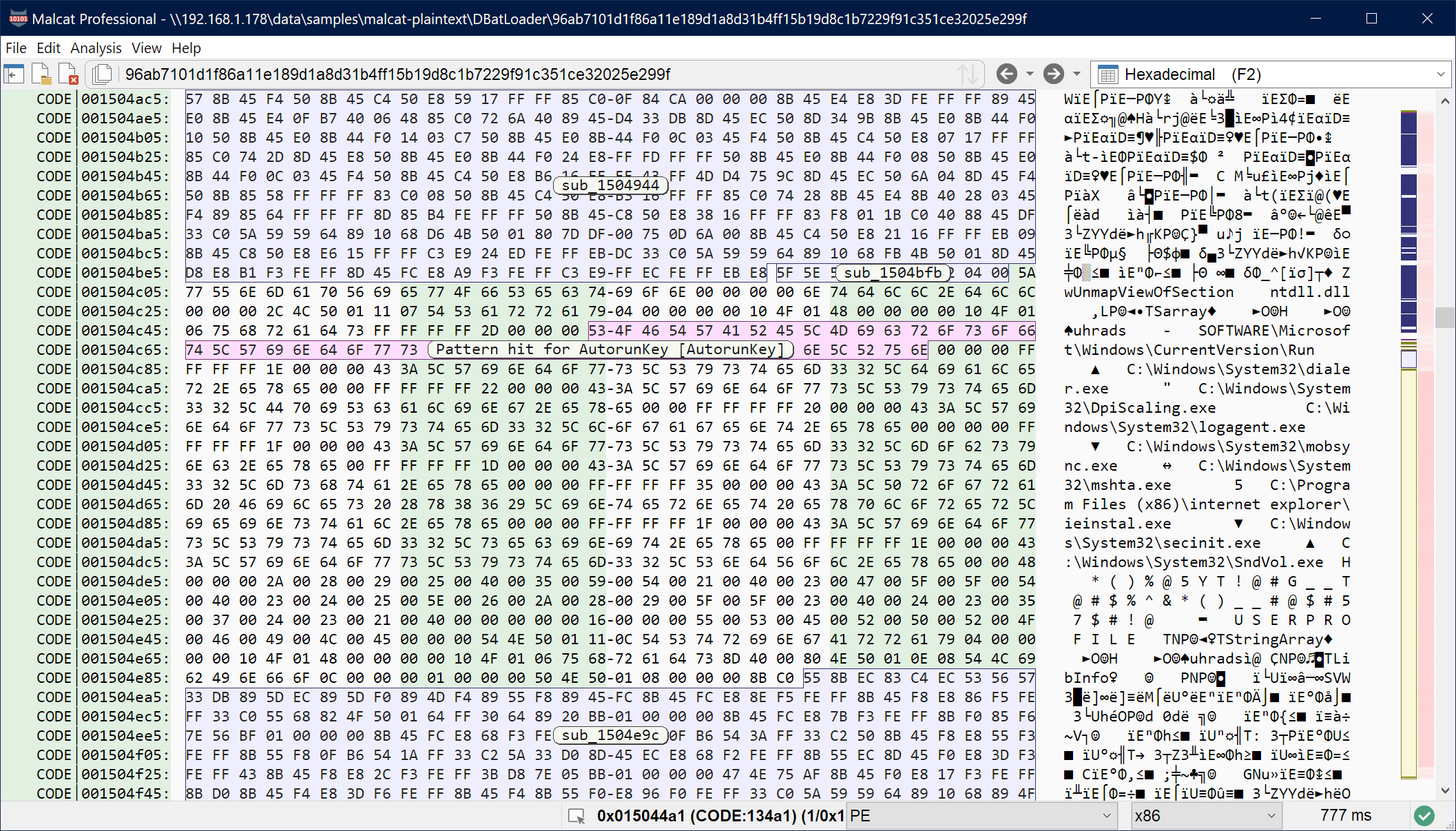 Delphi programs mix code and data in their code section (DBatLoader)