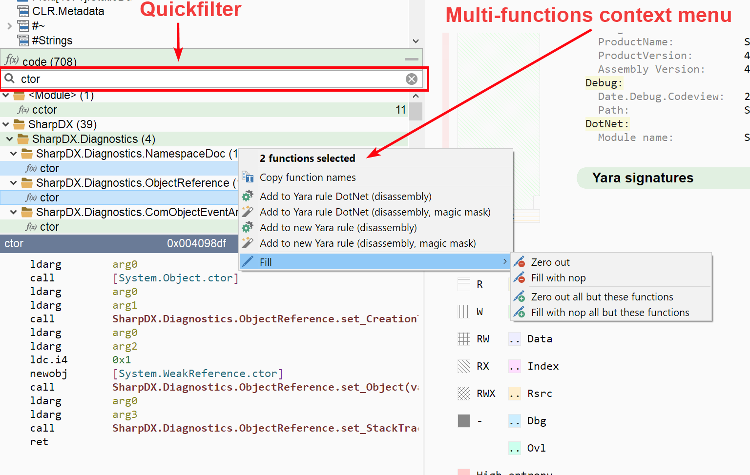 Functions panel improvements