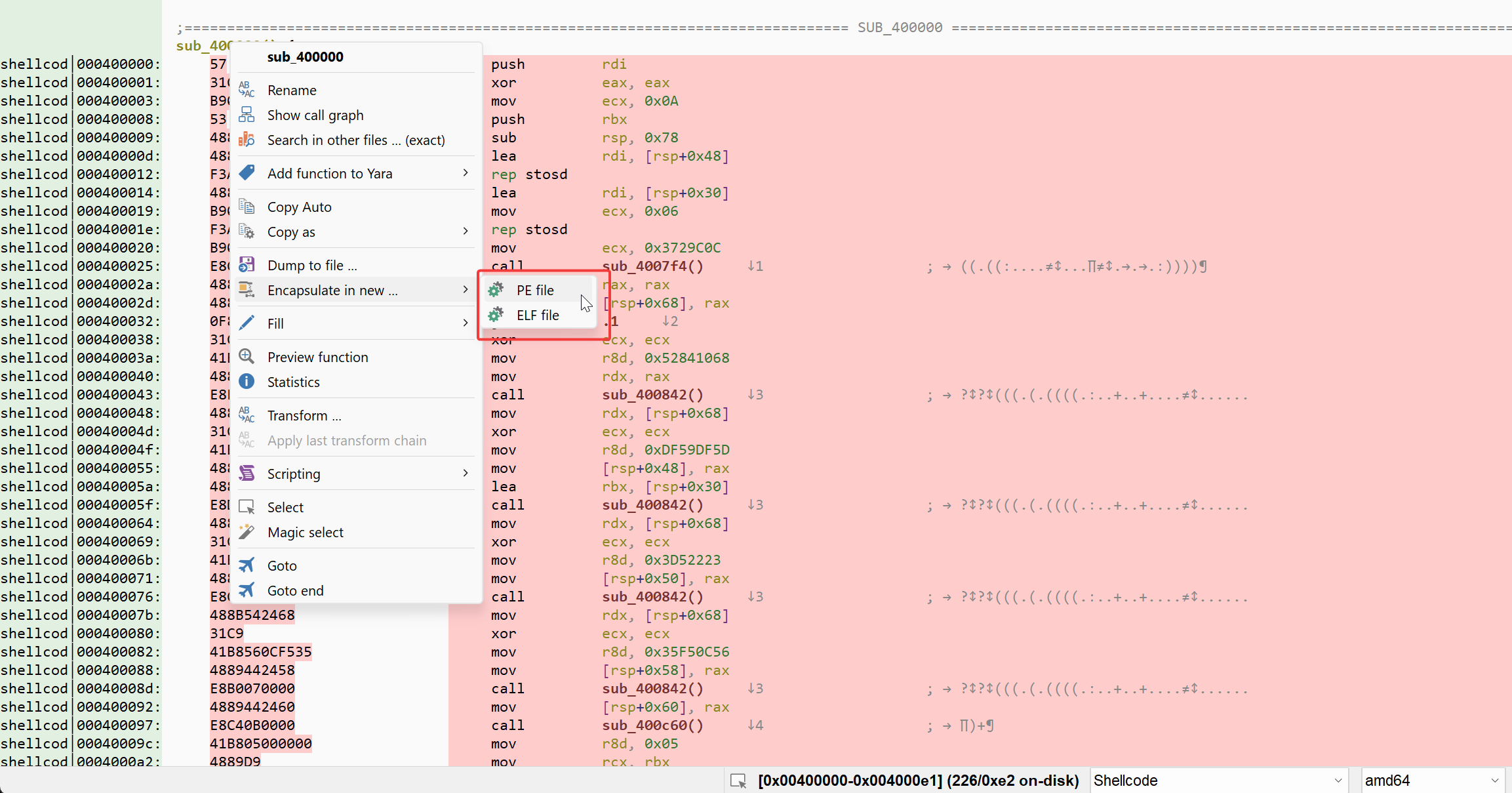 Save selection as new PE file