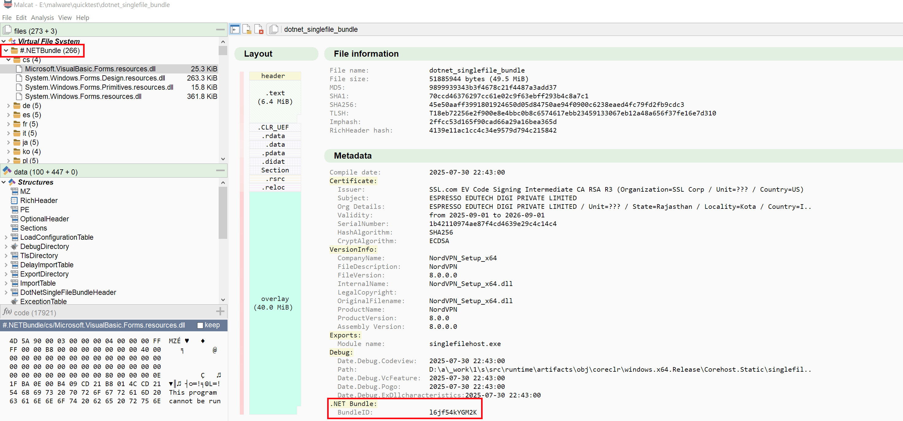 .NET single file bundle parsing