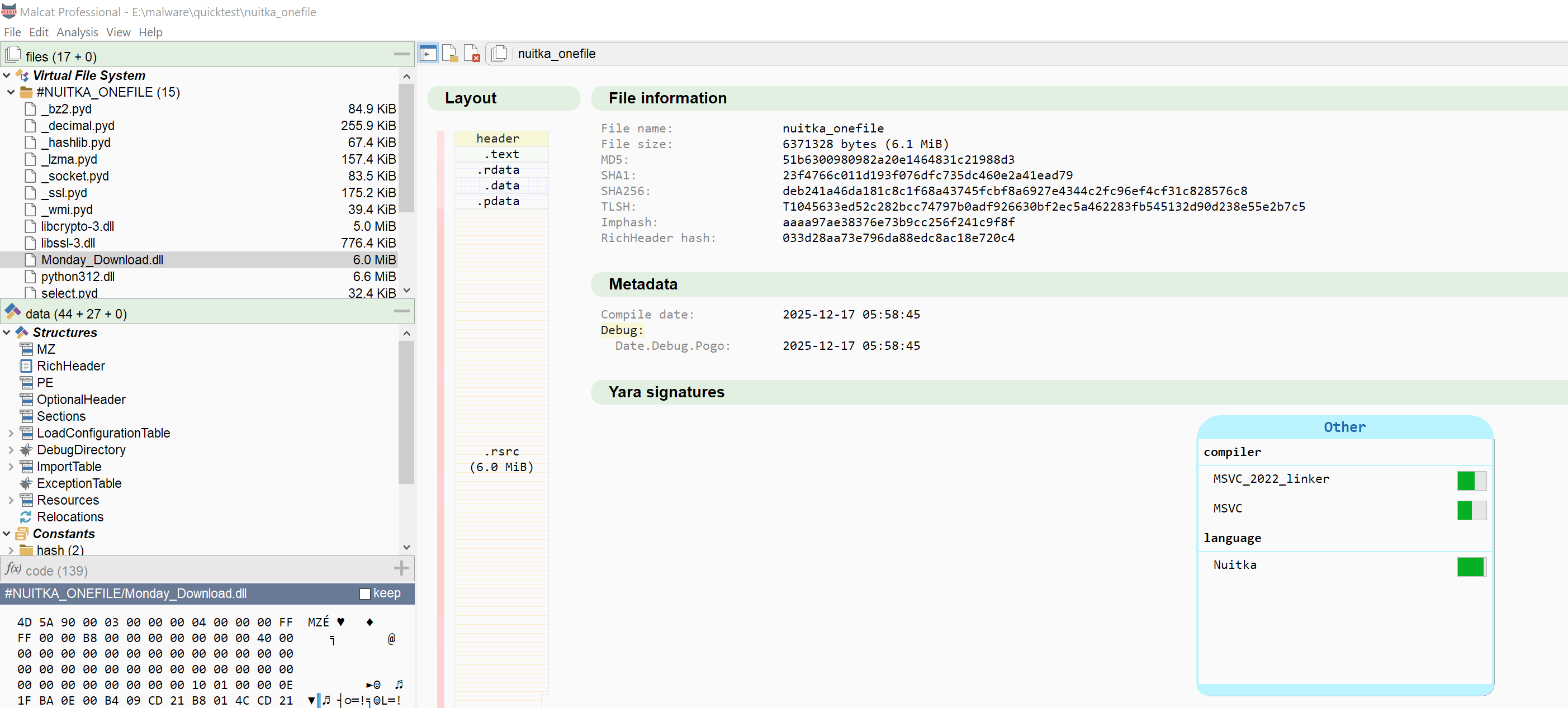 nuitka single file bundle parsing