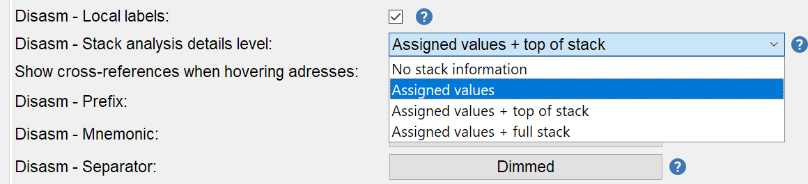 Stack analysis verbosity level can be customized in the options