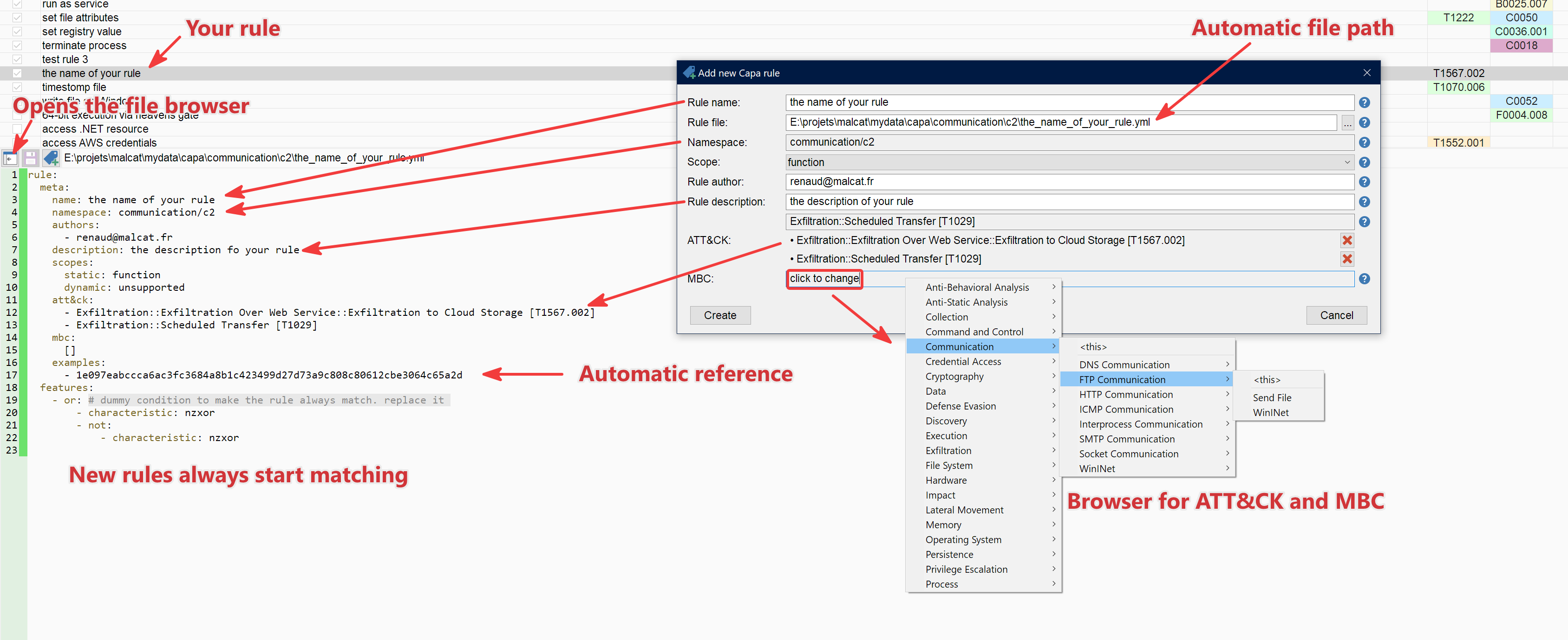 capa rule creation dialog
