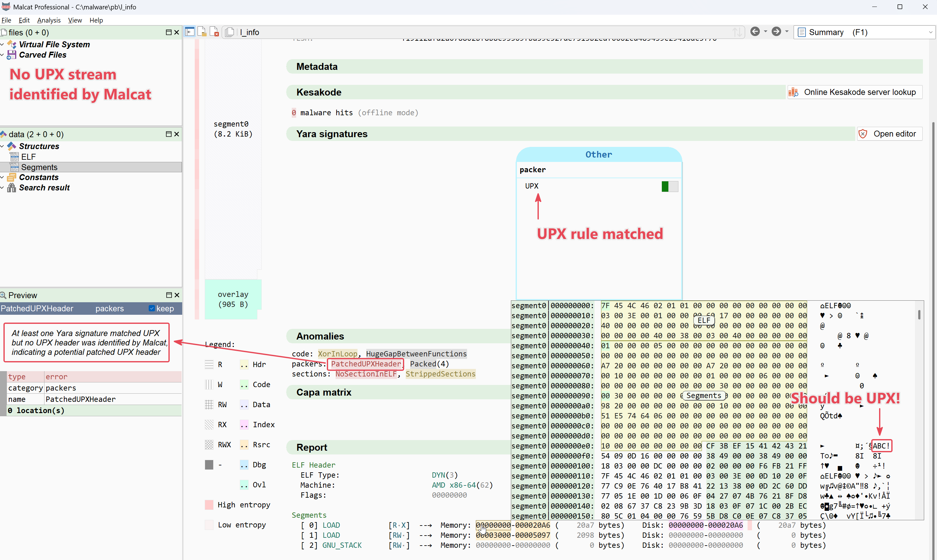 ELF malware like to patch the UPX headers