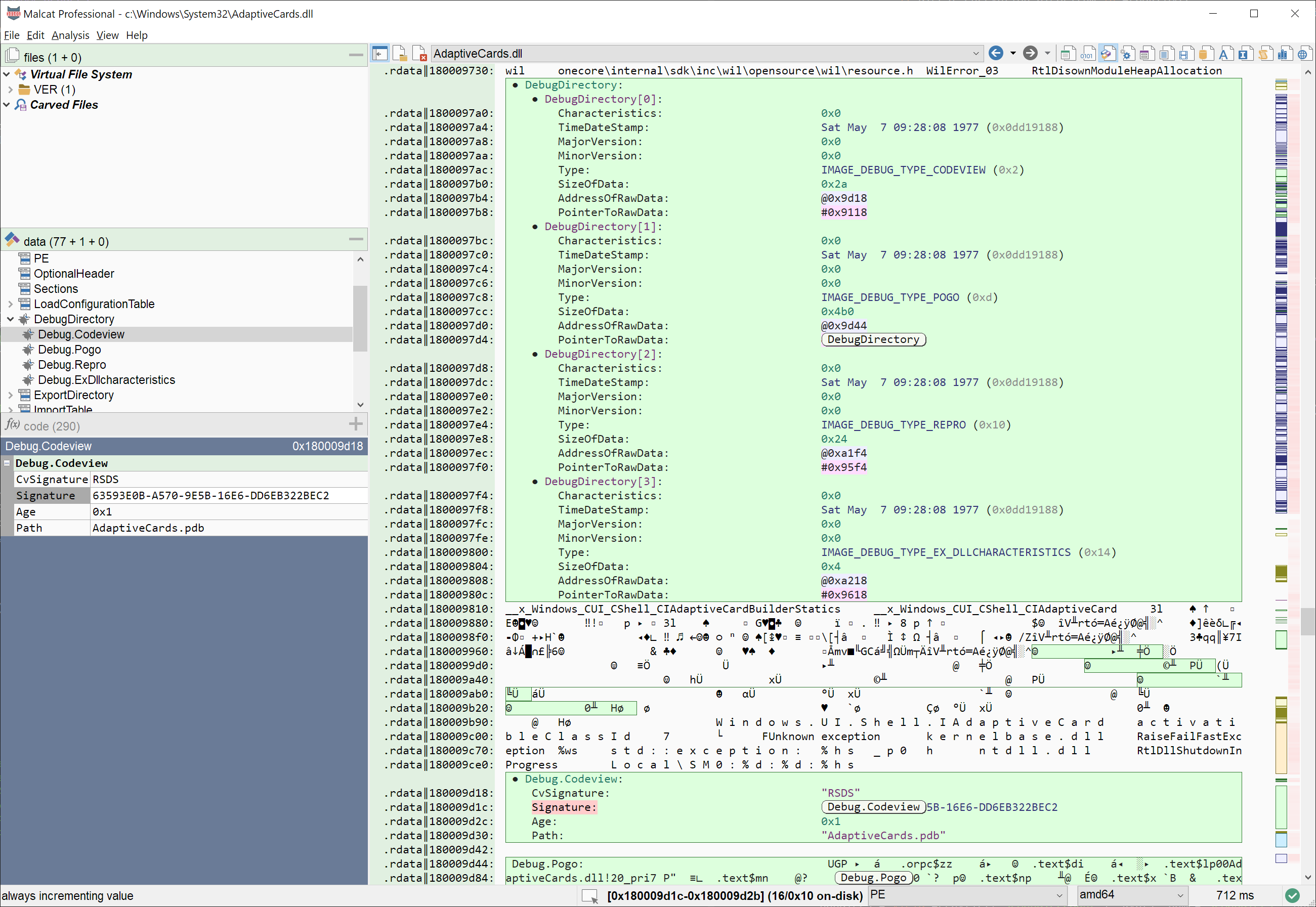 Malcat parsing multiple debug informations