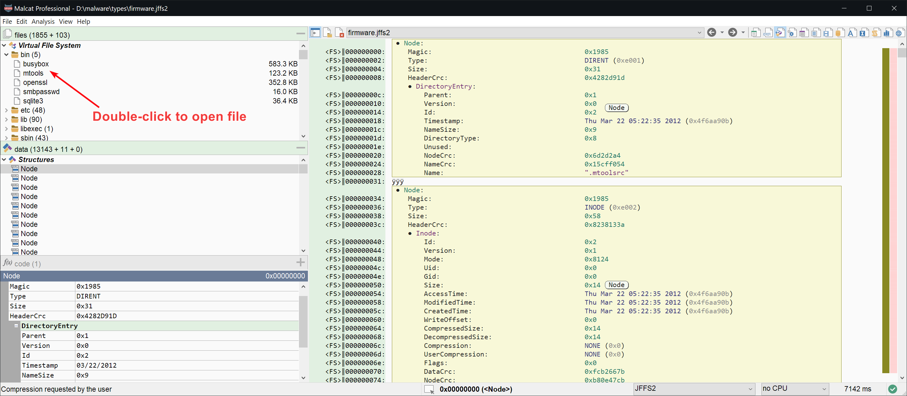 Exploring a JFFS2 file system