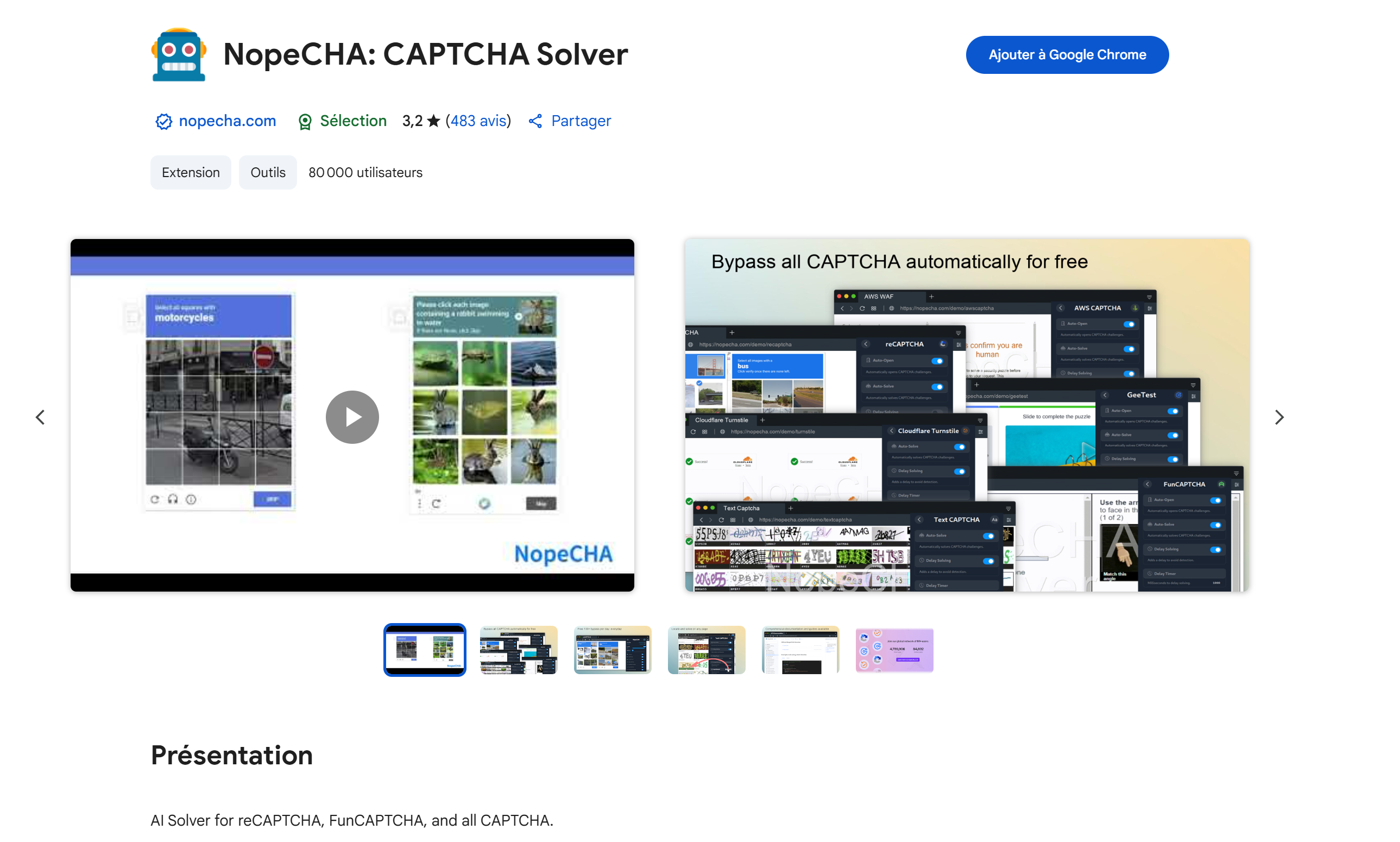 The NopeCHA chrome extension