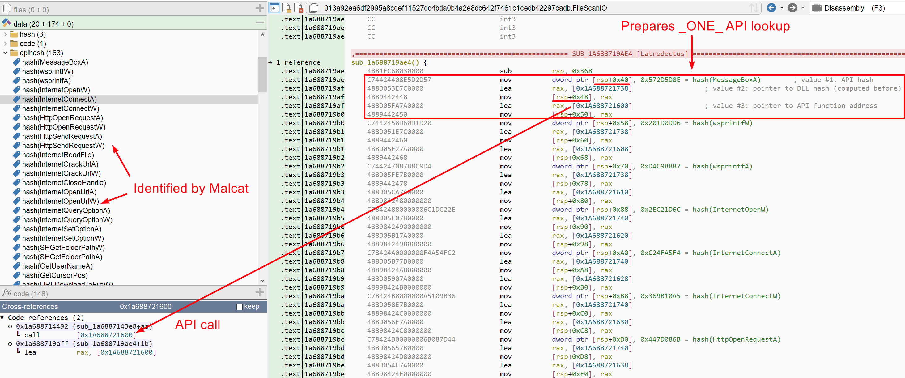 API call lookup in one of the functions