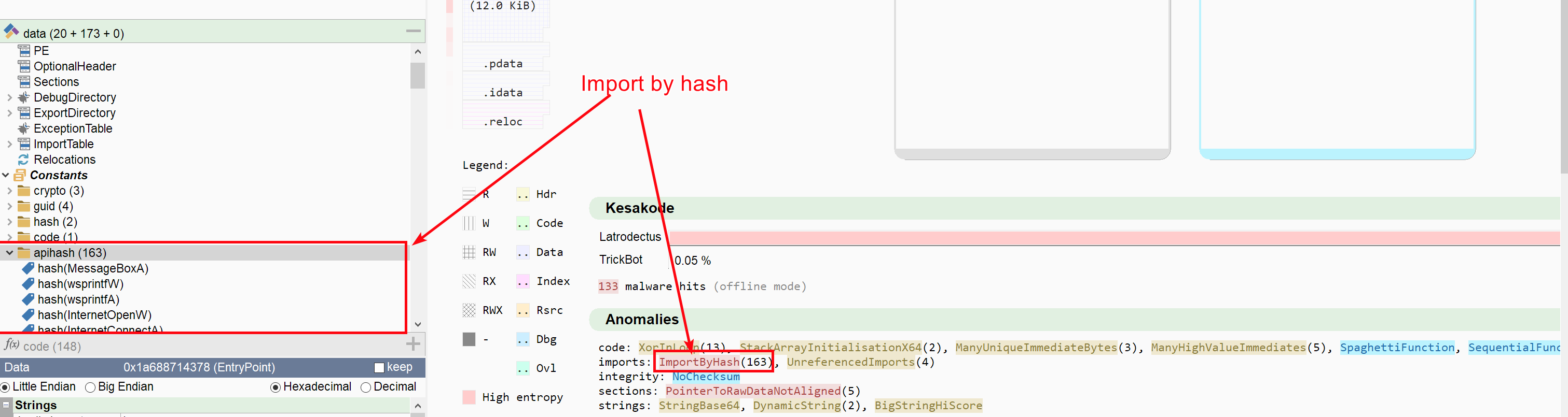 Identifying dynamic API lookup in Latrodectus