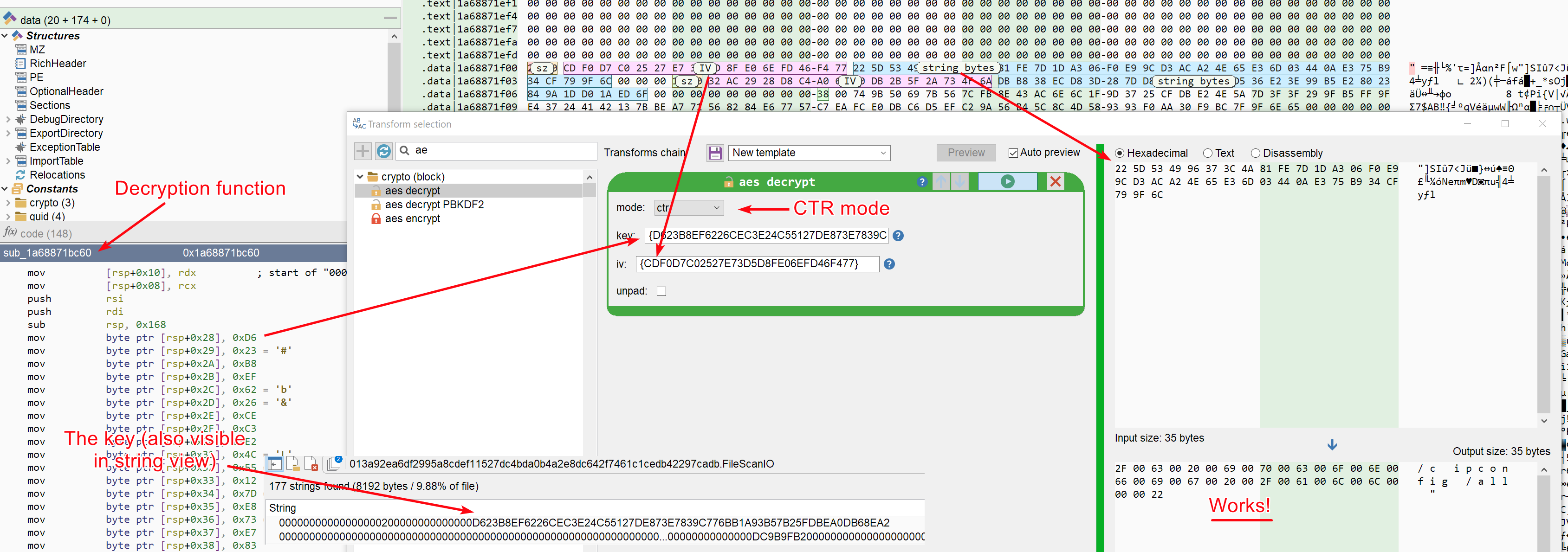 Manually decrypting the first string