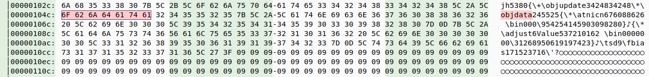 Obfuscated objdata command