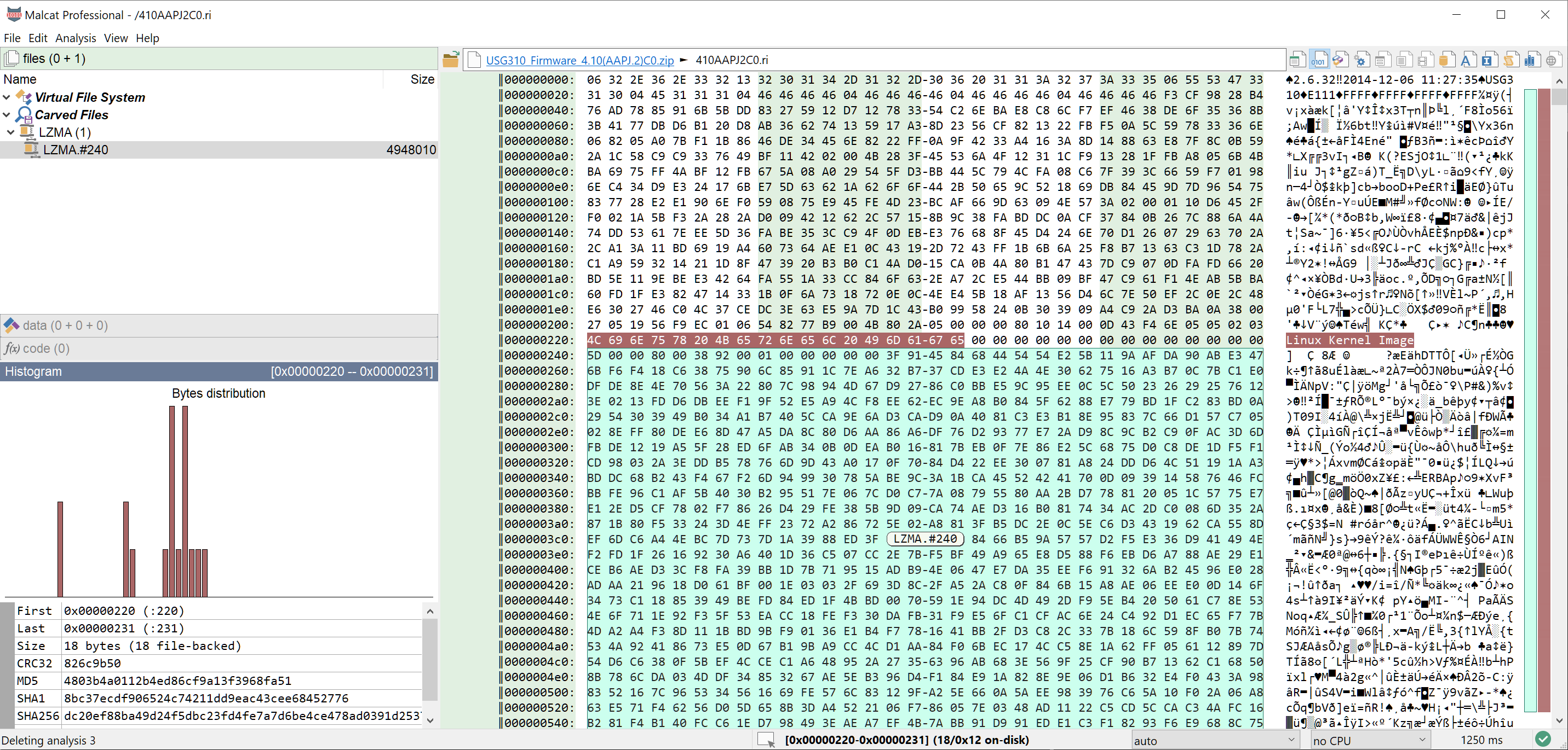 A LZMA stream inside a firmware image