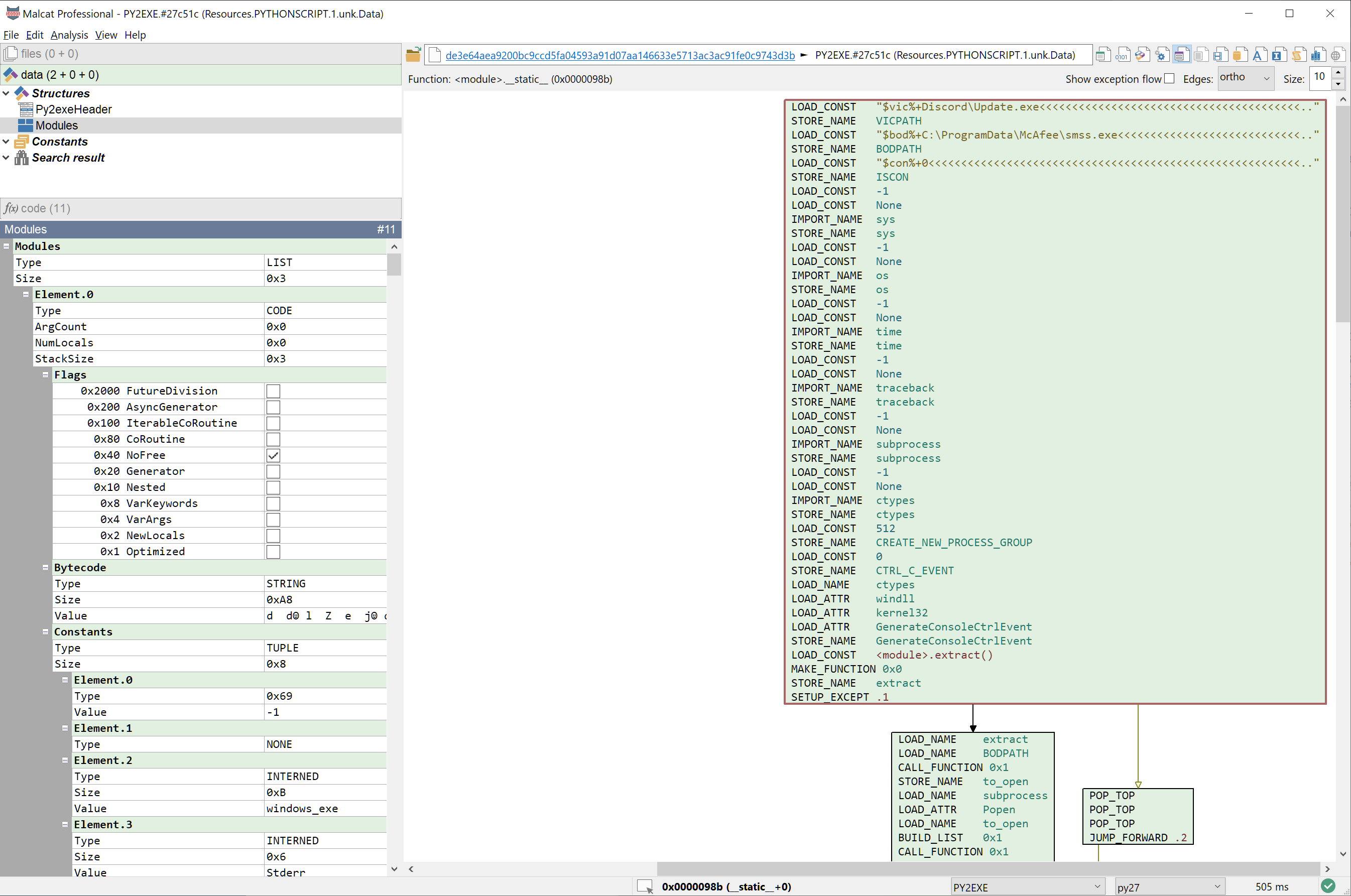 Disassembling the main py2exe module