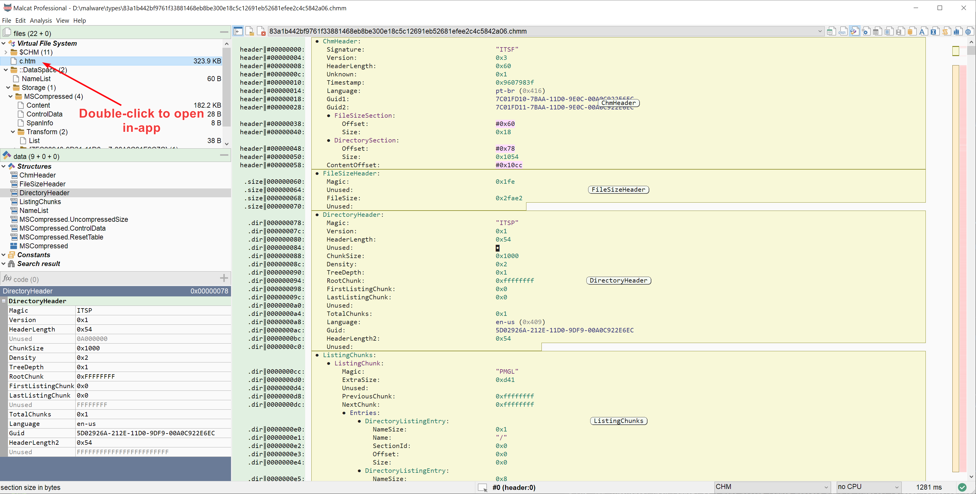 Malcat can now analyse and unpack CHM files